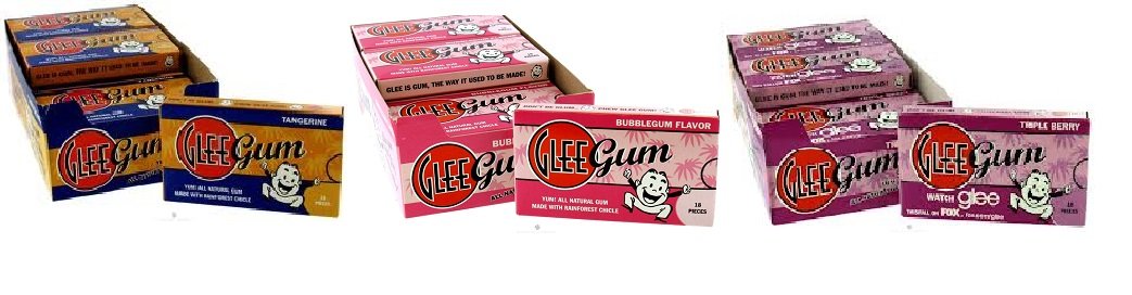 Glee Gum Tangerine + Bubble Gum + Triple Berry - Box of 12 (Combo Pack)