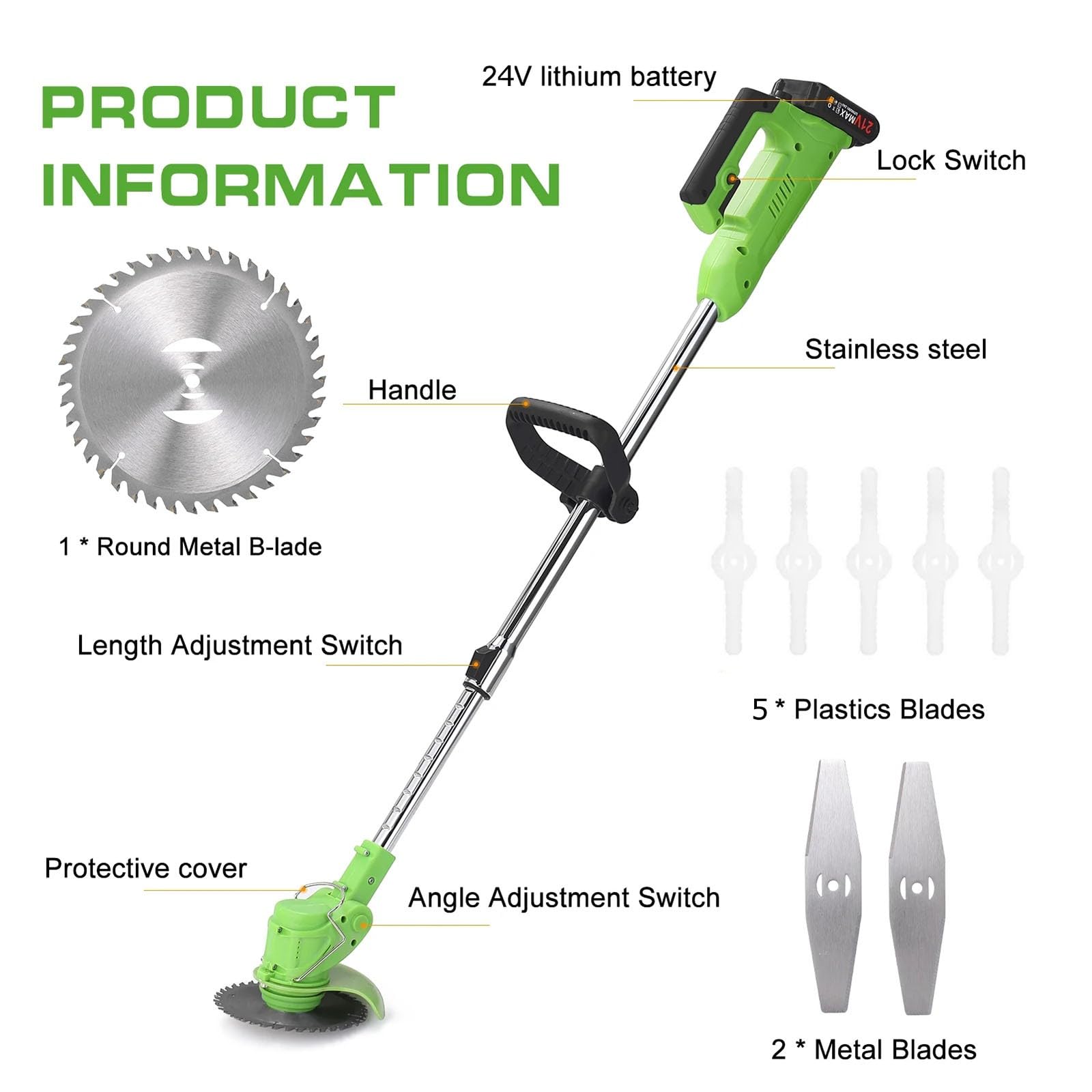 CortacéSped Y Bordeadora EléCtrica Para JardíN,CortacéSped De 24 V BateríA InaláMbrica De 4 Ah,Para Desbrozadora De JardíN Limpieza De Malas Hierbas(1pcs battery,red)