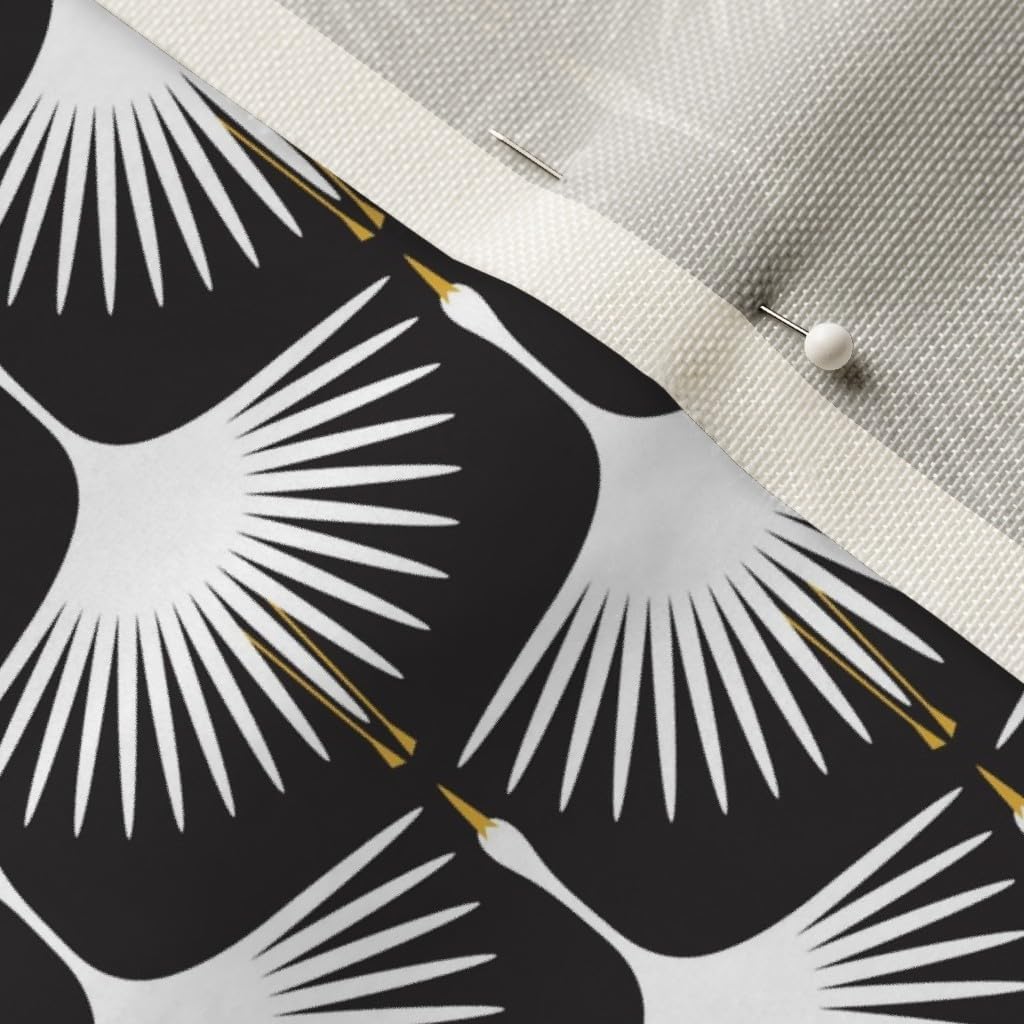 Spoonflower Fabric - Art Deco Swans Small Scale Black White 1920S Glamor Geometric Birds Printed on Upholstery Velvet Fabric Fat Quarter - Upholstery Home Decor Bottomweight Apparel