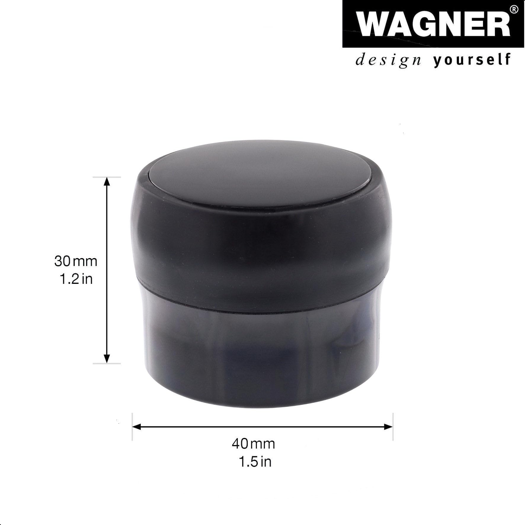 Wagner podłogowy stoper do drzwi Black Deluxe – Ø 40 x 30 mm, wysokiej jakości tworzywo sztuczne, wysoki połysk, czarny, samoprzylepny, możliwość usunięcia bez pozostawiania śladów - 15522511
