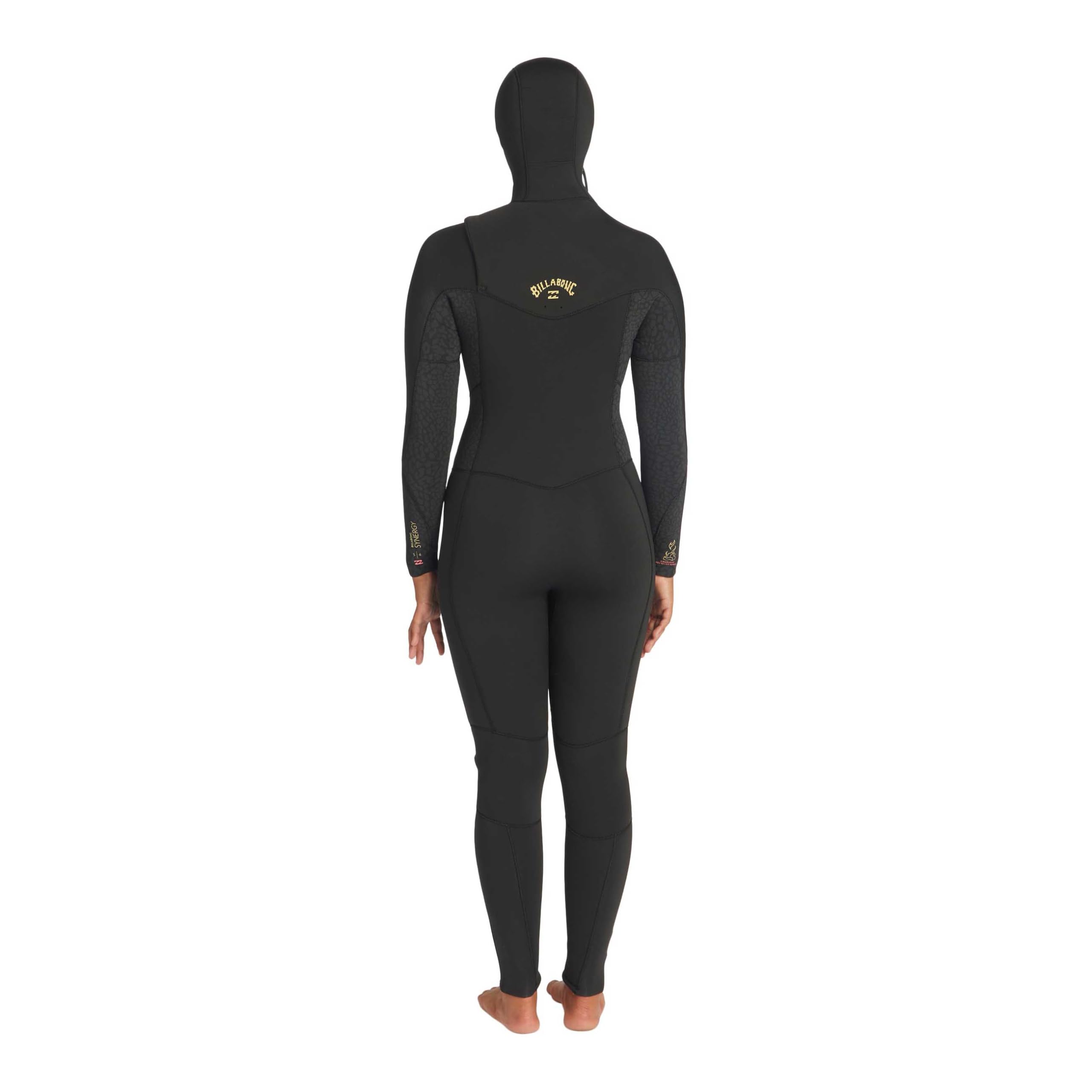 BILLABONG Femmes Synergy 5/4mm Chest Zip à Capuche Combinaison Néoprène ABJW200100 - Wild Black