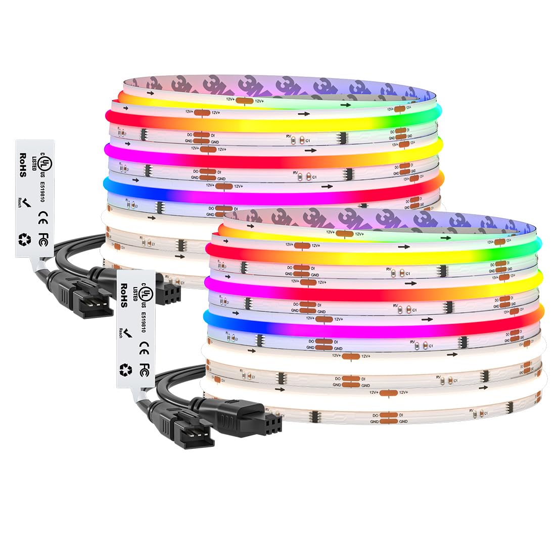BTF-LIGHTING FCOB COB LED Strip Light, WS2814 Smart IC RGBW 4000K Color Chasing Light, UL Listed DC12V 32.8FT 784LEDs/m High Density 10mm Width for