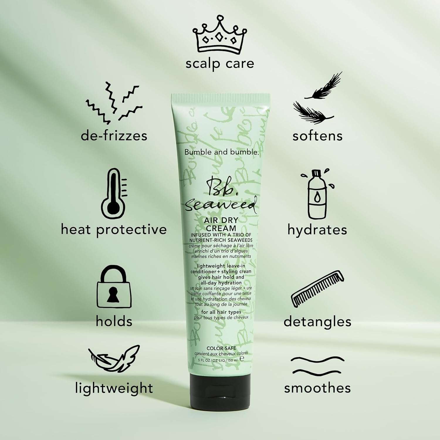 Bumble and bumble. Seaweed Nourishing Air Dry Hair Styling Cream| Leave-In Conditioner | Hydrating, Anti Frizz, Soft Hold, Color Safe | Curly, Wavy, Straight - Image 5