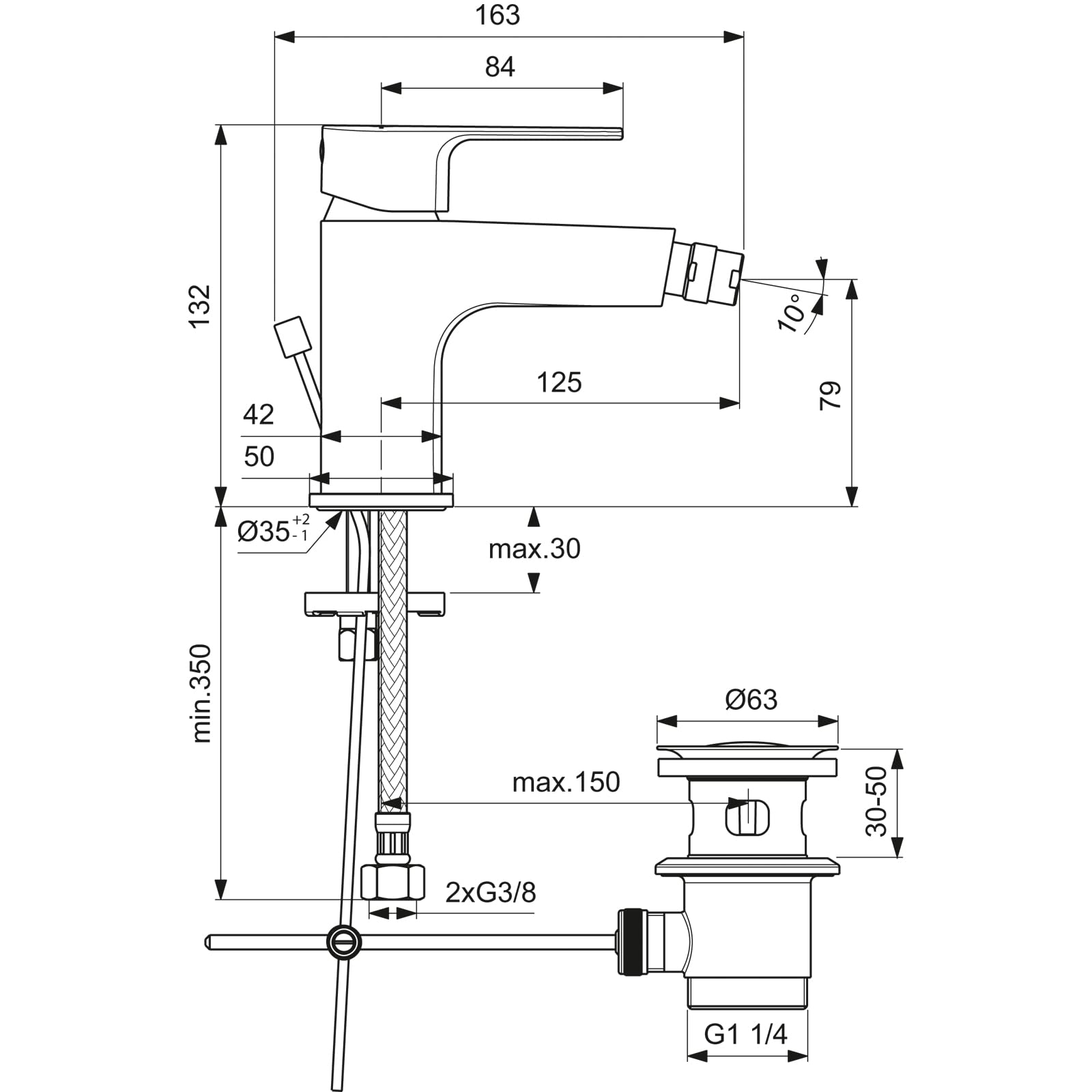 Ideal Standard Cerafine D Miscelatore Monocomando Per Bidet, Cromo