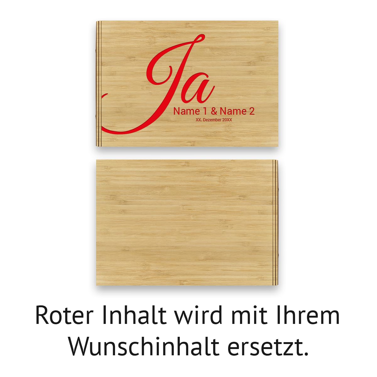 Personalisiertes Hochzeit Gästebuch echtes Holz DIN A4 Hochzeitsbuch mit Lasergravur - Ja - mit 72 Blatt / 144 Seiten Naturpapier Weiß