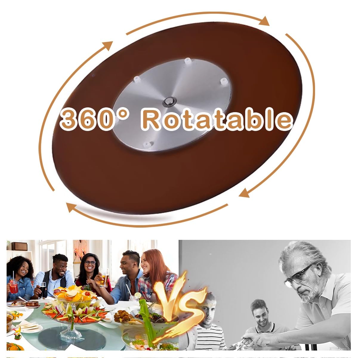 Lazy Susan Drehteller für Esstisch, Drehbarer Servierteller aus GehäRtetem Glas für Küchentisch Top Coffee Table Centerpiece, Runder Torten Drehtablett(32inch/80cm)