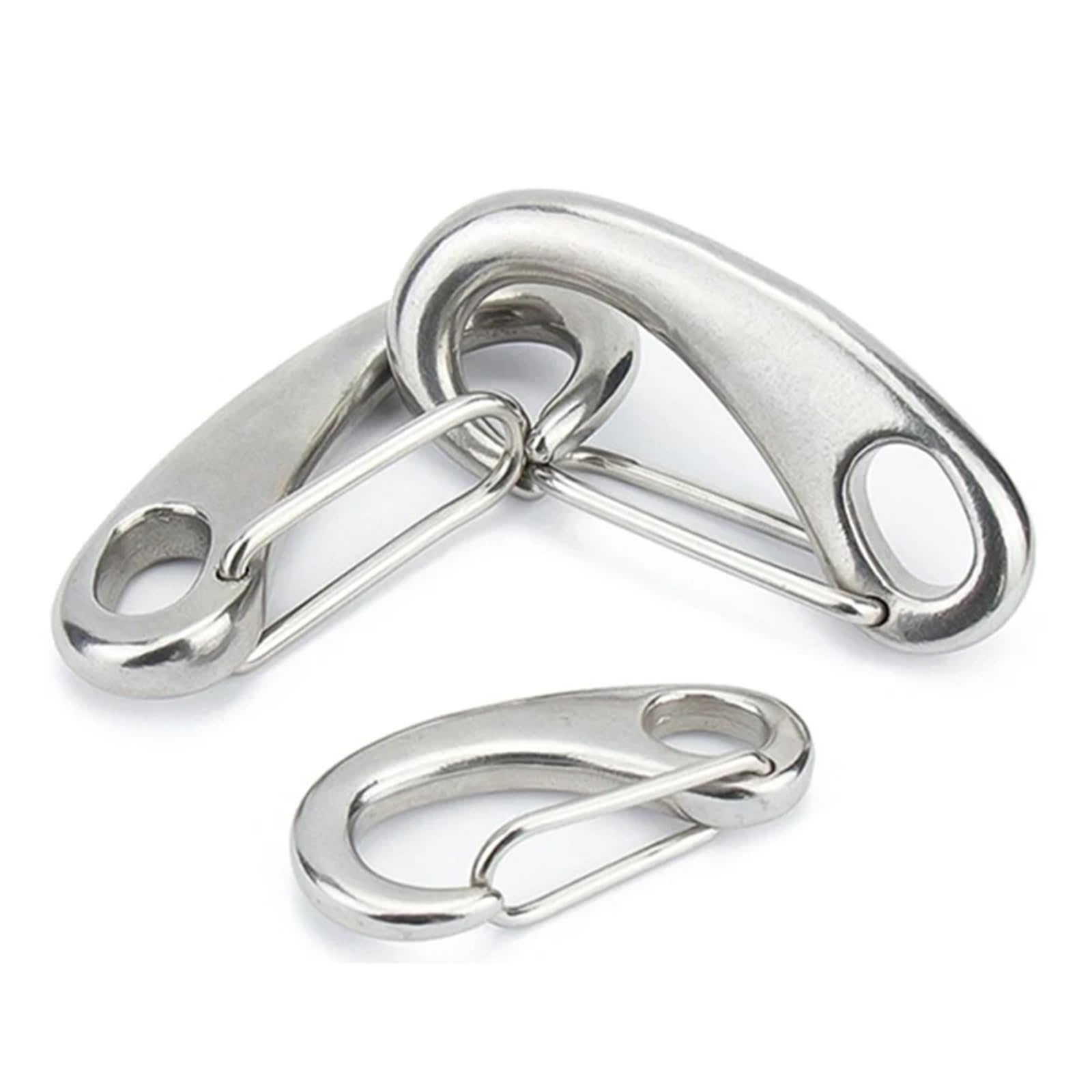 Clip Mosquetón con Forma Huevo Mosquetón de acero inoxidable 304 con forma de huevo, de 1 a 10 piezas, de 30/40/50/70/100 mm de longitud, con resorte, for cuerda de alambre, for barco o marino(M100,5p
