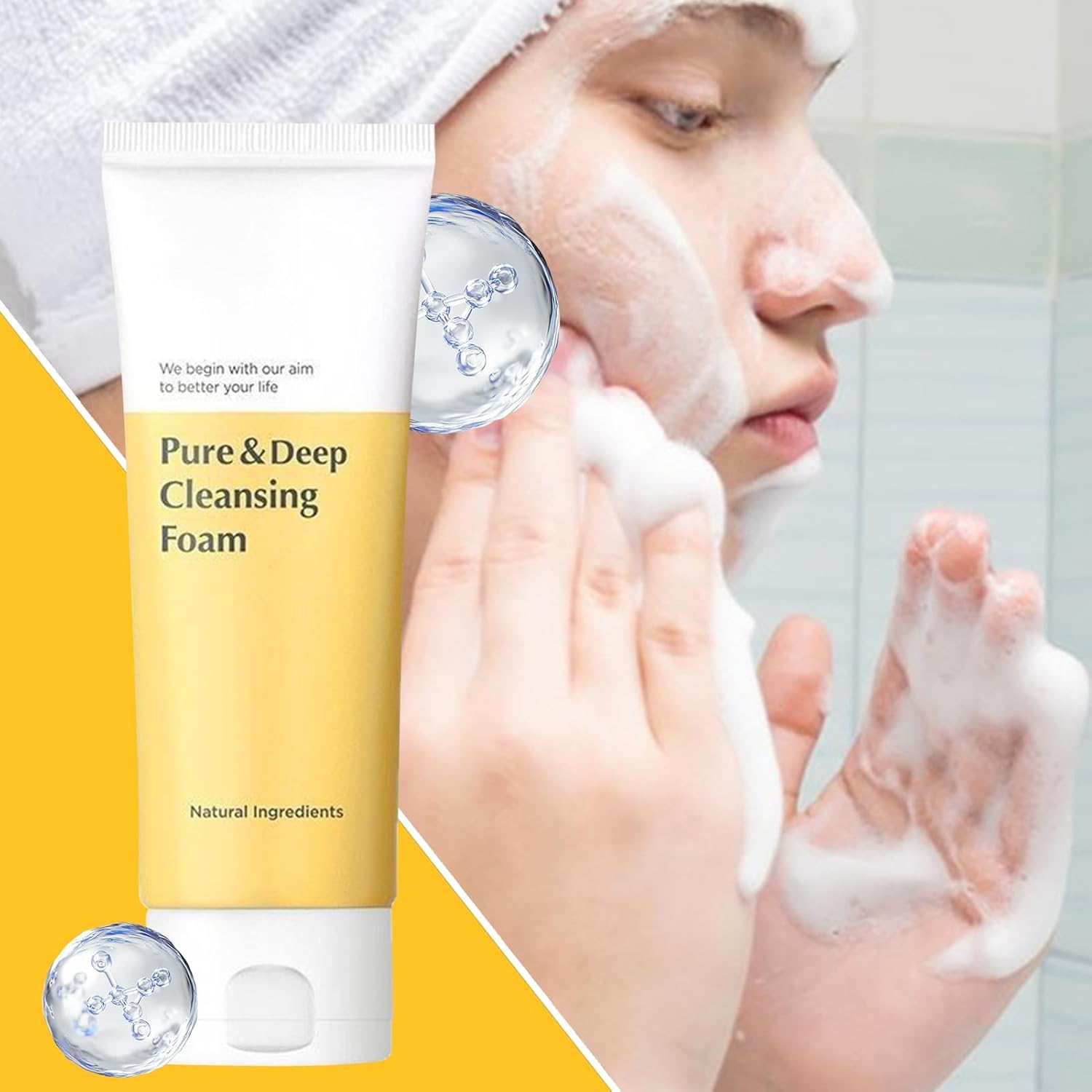 Limpiador Facial Espumoso, Limpiador Hidratante con Control de Grasa, Apto para Poros Dilatados, Piel Sensible, Viajeros, Jóvenes y Estudiantes