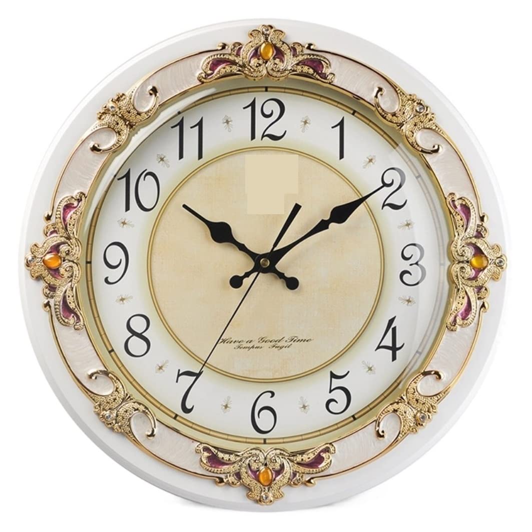 AZHKJKZH Wall Mounted Clock Modern Quartz Clock European Creative Waterproof Wall Living Room Mute Round Bedroom For Living Room(B)