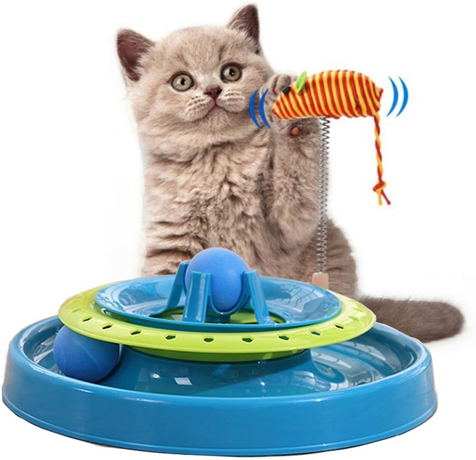 Tracks Roller Cat Toy, Pole Shaky Mouse with Two Ball Interactive Kitten Fun Mental Physical Exercise Puzzle Toys