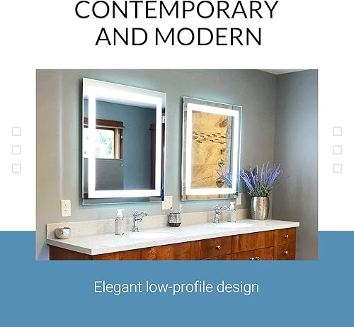 Miniatura 2 de Mirrors & Marble Espejo de pared LED grande  Espejo rectangular iluminado frontal para baño, dormitorio o ducha, antivaho y montado en la pared,