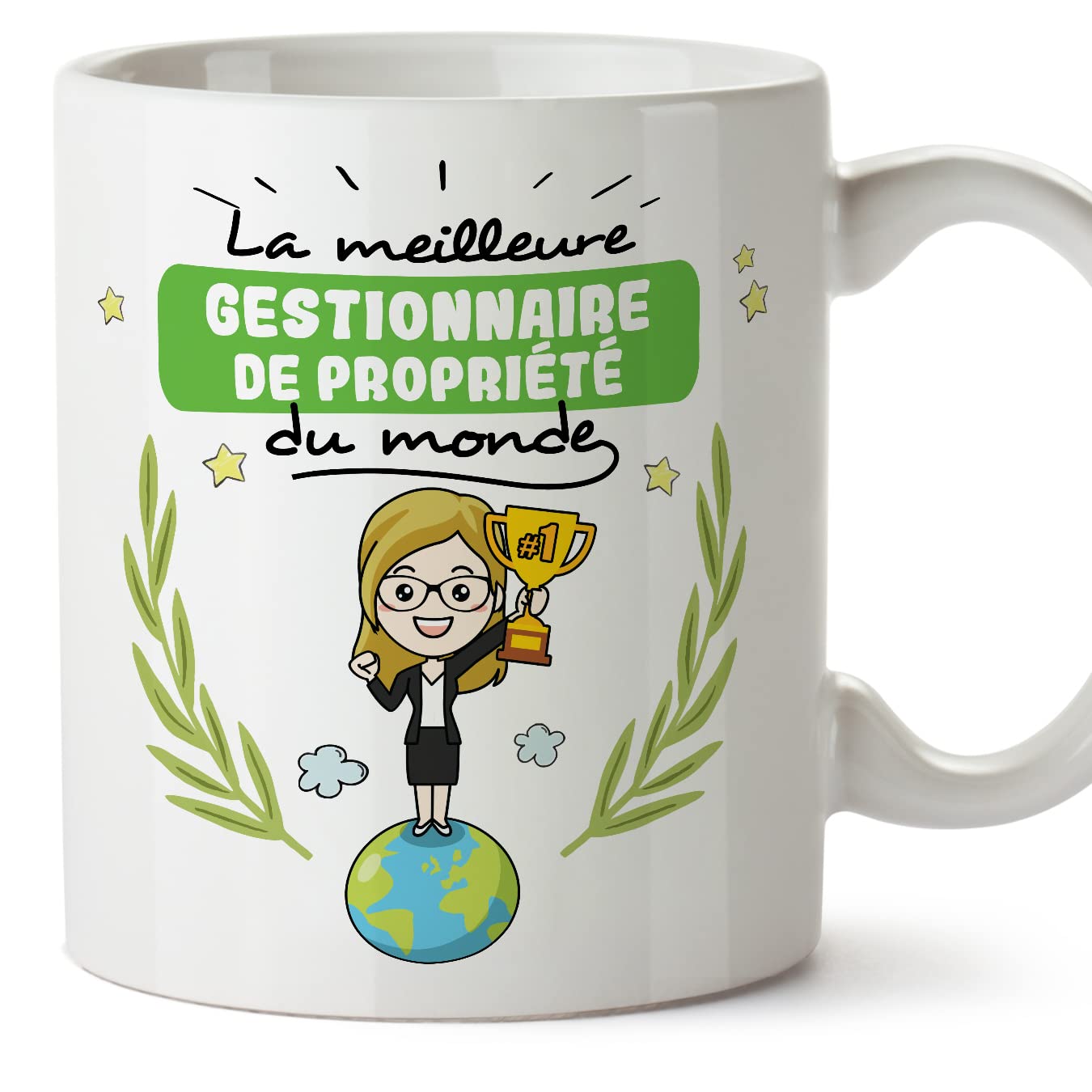 MUGFFINS Property Manager Woman Mug - in French - Meilleur du Monde - Funny Gift for Colleagues - Ceramic 11oz Mug