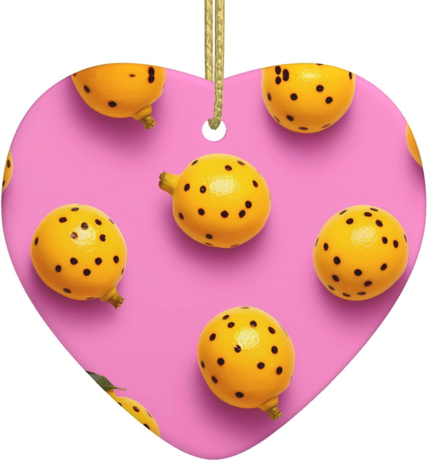 Spotted passion fruit Patterned Heart-shaped ceramic ornaments for home wall decoration, garden parties, and Christmas tree decorations.