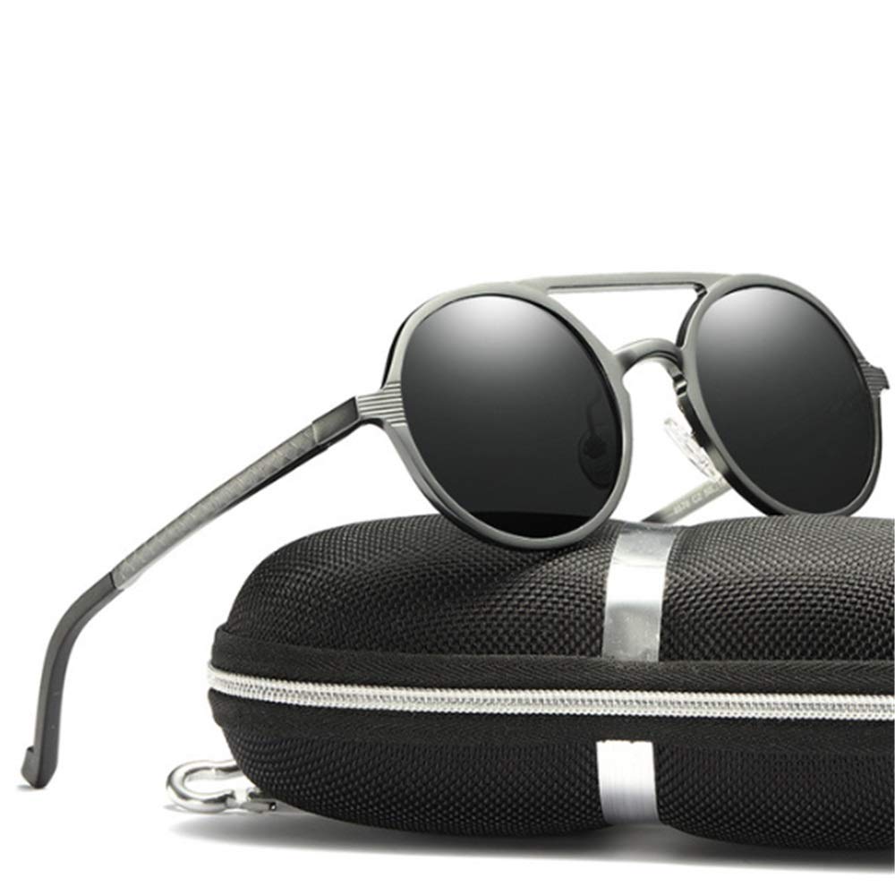 Gafas de Sol Marco de gafas sol polarizadas retro redondo los hombres aluminio y magnesio Gafas conducción para Uso en Exteriores