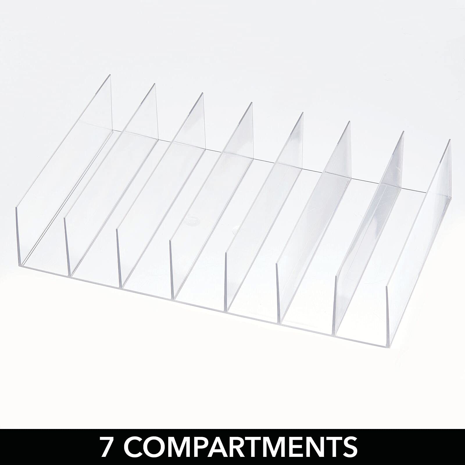 mDesign Organizador de embrague dividido de plástico para armarios, dormitorios, aparadores, solución de almacenamiento para bolsos, carteras, billeteras y accesorios, 7 secciones, colección Lumiere,