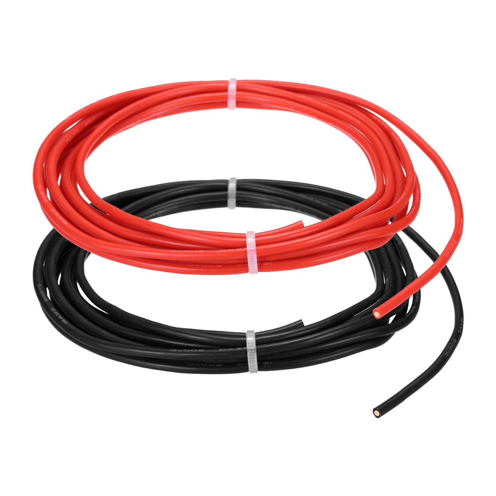 sourcing map 2pcs 16 AWG Silicone Electrical Wire, 16 Gauge 3m/10ft Electrical Wires, 600V 200C Tinned Copper Stranded High Temp Battery Wire for Automotive, Motor, RV Inverter - Red & Black
