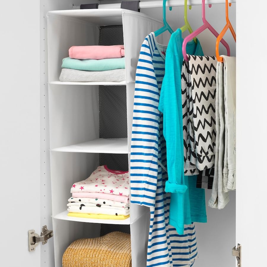 RASSLA Organiseur de rangement suspendu à 5 compartiments Blanc 25 x 40 x 98 cm