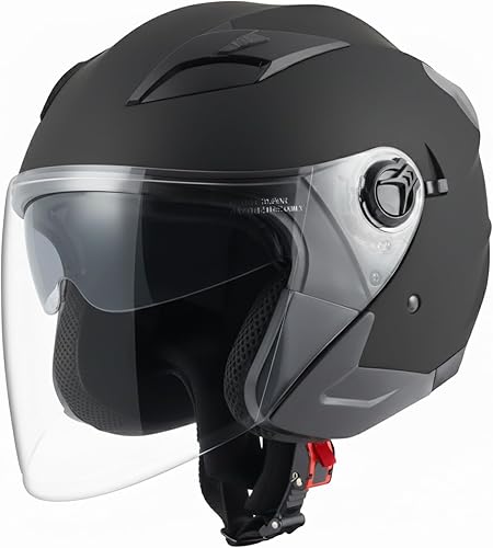 Casco de motocicleta, casco de motocicleta para adultos con doble visera 34 de cara abierta con protección solar, mantiene el calor contra el viento