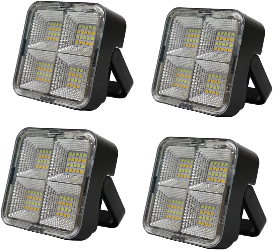 4 Pcs Portable LED Camping Light, USB Charging, Rechargeable, Black, 500 Lumen, Waterproof, Modern Style, Outdoor Use