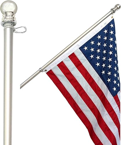 Miniatura 8 de Asta de bandera giratoria de aluminio con mosquetones no se enreda  nuevo diseño mejorado para montar en pared al aire libre para uso residencial o