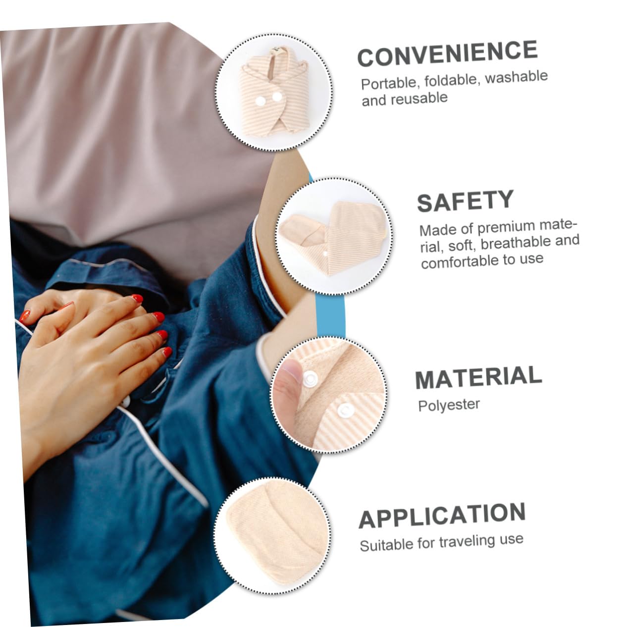 FRCOLOR Compresa sanitaria de tela lavable, compresas sanitarias portátiles, compresas menstruales reutilizables, compresas sanitarias ecológicas, compresas menstruales de tela, almohadillas para mamá