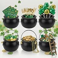 Vista 1 de PMU Caldero de plástico negro para el Día de San Patricio de 8 pulgadas, caldero de plástico negro para el duende del día de San Patricio y Mardi