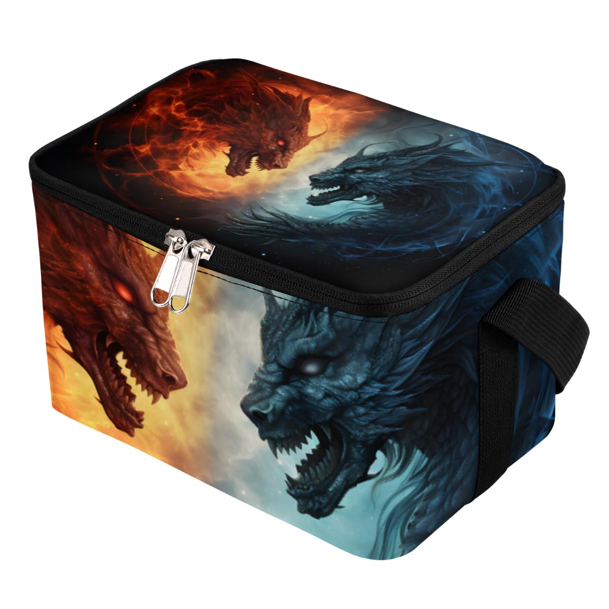 GzLeyigou Lunch Bags for Women Men 9 Cans,Fiery Dragon Hot & Cold Food Delivery Bag Insulated Grocery Bag Insulated Lunch Box Ice Dragon Cooler Bag for Office Work Picnic Beach