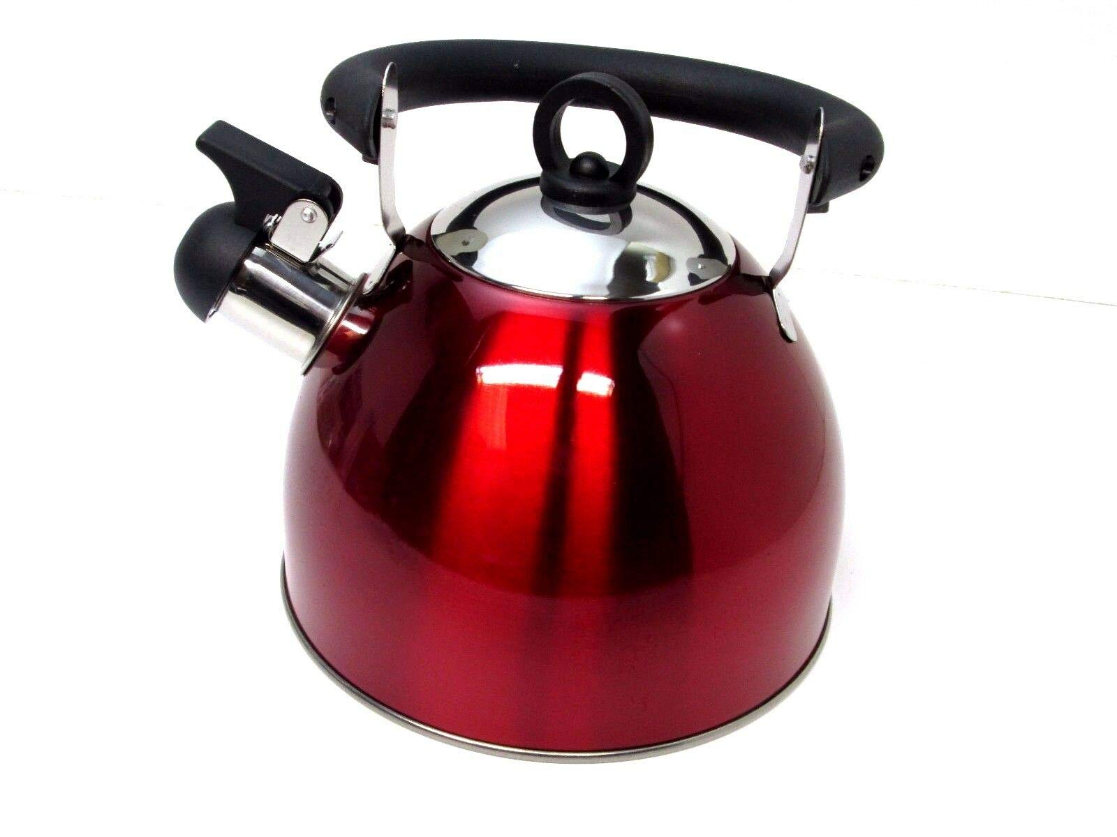 Kabalo Red Stainless Steel Whistling Kettle 2.5L Stove Top Hob Kitchenware Tea Camping
