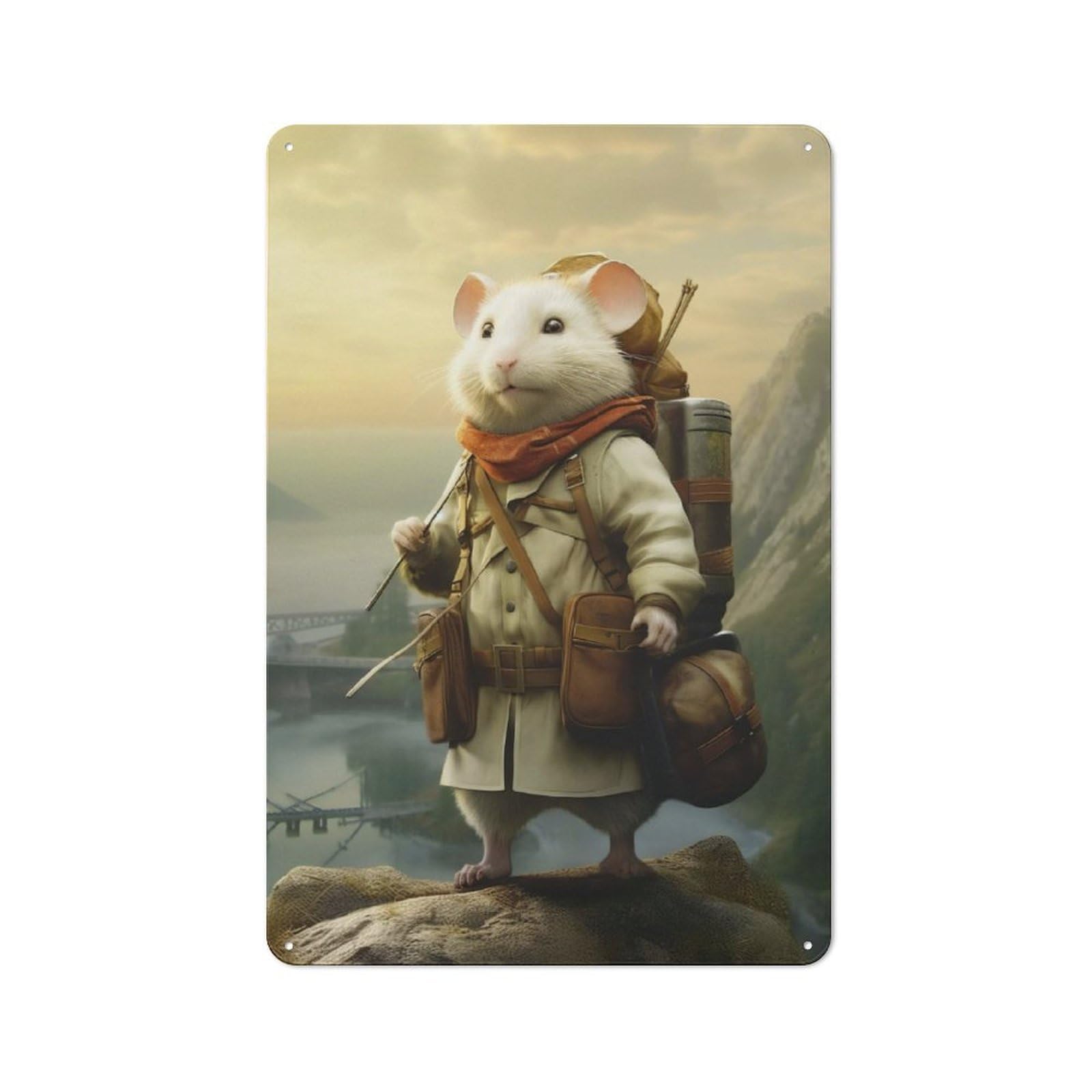 Junmoney Travel Guide Hamster Rustic Metal Sign 30X20cm Featuring For Hallway Wall, For Collectors Decorating Hallways And Entrance Areas