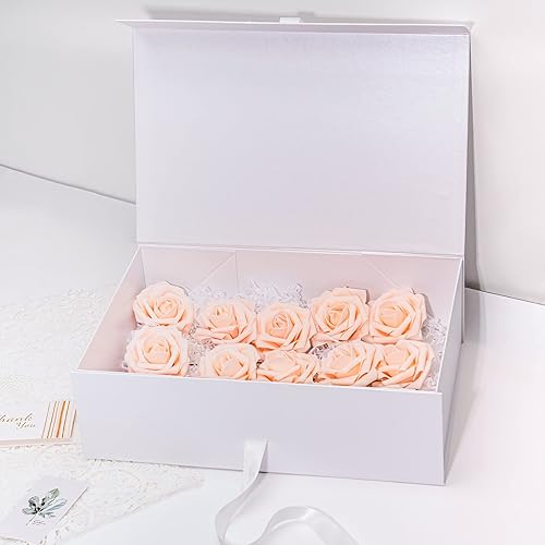 Vista 44 de WRAPAHOLIC 2 cajas de regalo verdes con cinta de satén, caja de regalo plegable de 8 x 8 x 4 pulgadas con cierre magnético para fiestas, bodas