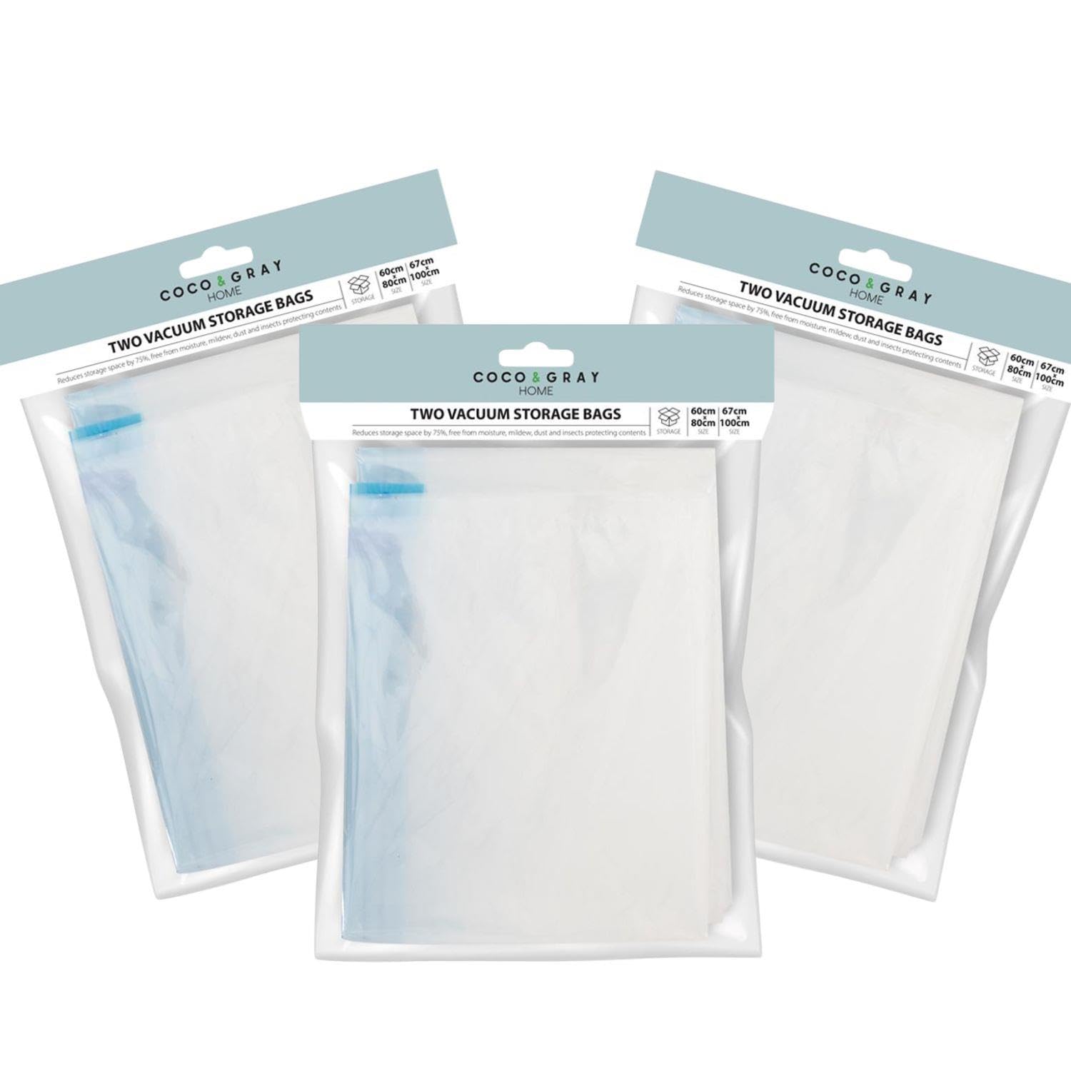 YöL 3 Pack Vacuum Storage Bags – Space Saving Airtight & Reusable Bags for Clothes, Bedding, Cushions & Travel – 60x80cm & 67x100cm – Reduces Volume by 75%