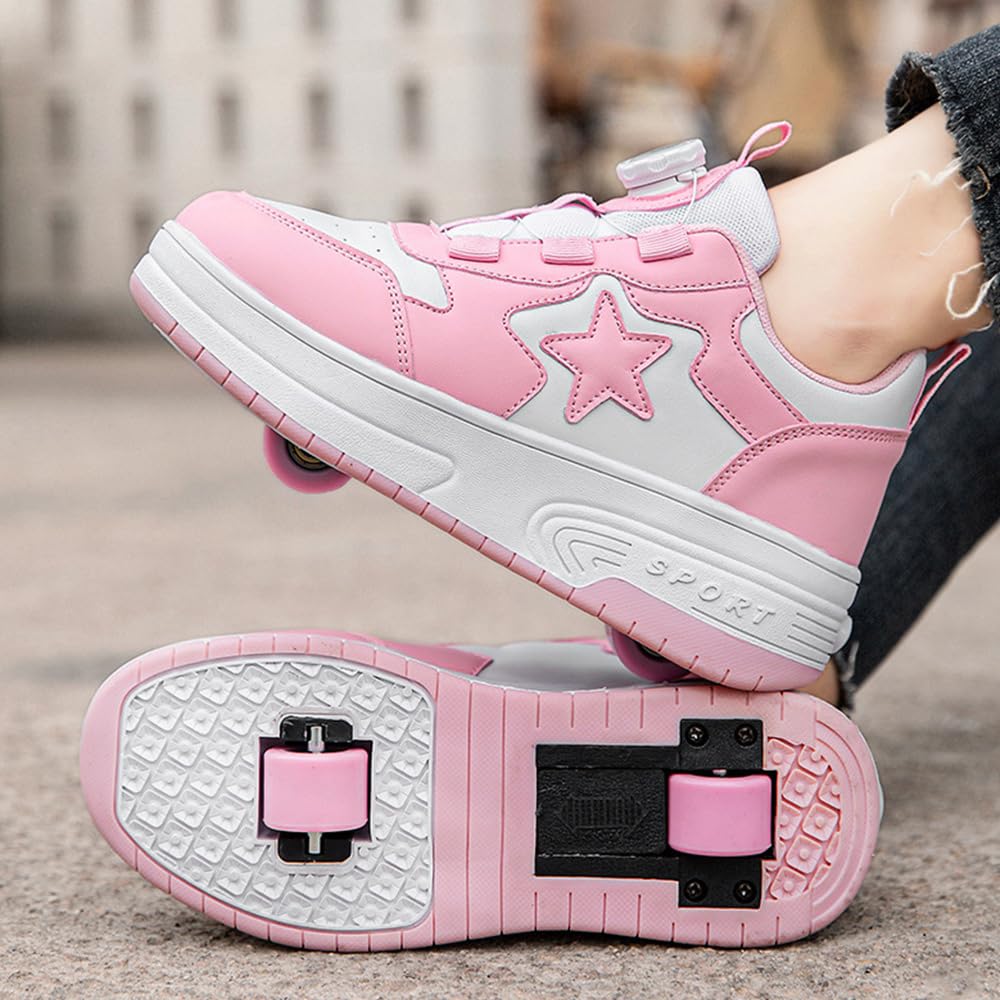 Mateju 2 en 1 Patins à roulettes Automatiques Rétractables Chaussures de Skateboard 29-41 EU