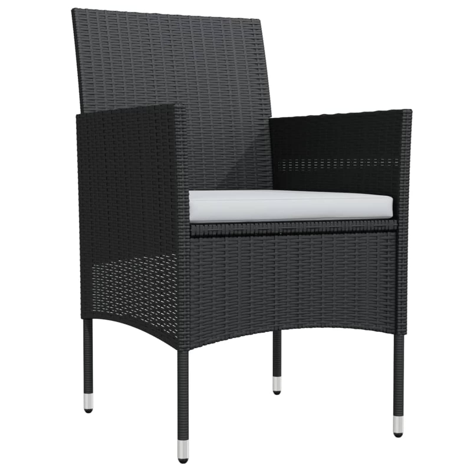 Juego de Comedor para Jardín Negro - Mesa 200x100x74 cm, 6 Sillas de Ratán PE, Vidrio, Acero - Adecuado para Exterior