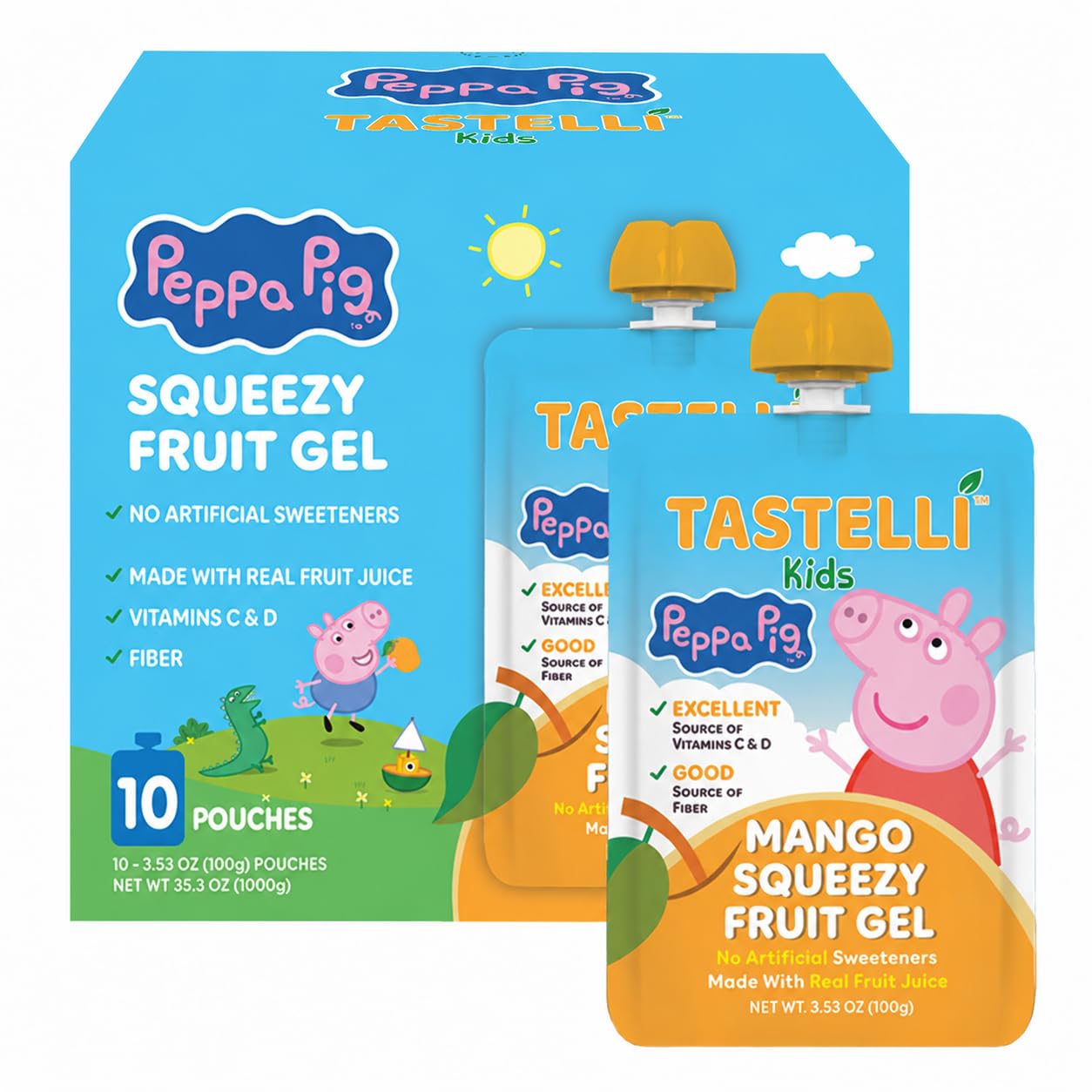 Amazon.com : Tastelli Peppa Pig Kids Squeezy Fruit Gel – Mango