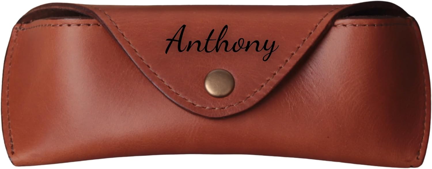 Personalized Leather Eyeglass Case Premium Lightweight Eyeglass Case Men Women Sunglasses Cases-Camel