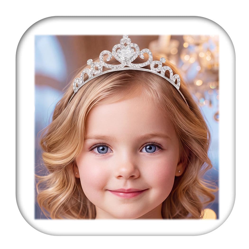 Kilshye Tiaras de princesa con diamantes de imitación, tiara plateada, diadema, corona de cristal para niñas (plata)