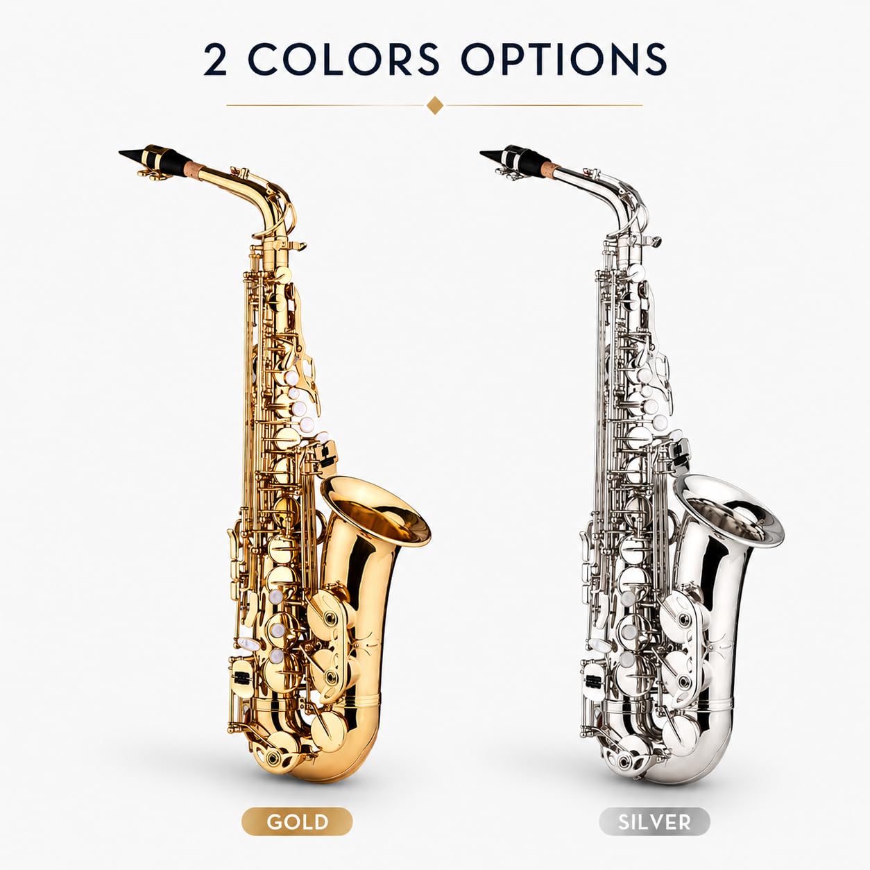 Saxofón alto Eb, saxofón de latón con patrón tallado, incluye boquilla de plástico, guantes, paño de limpieza, cepillo y correas