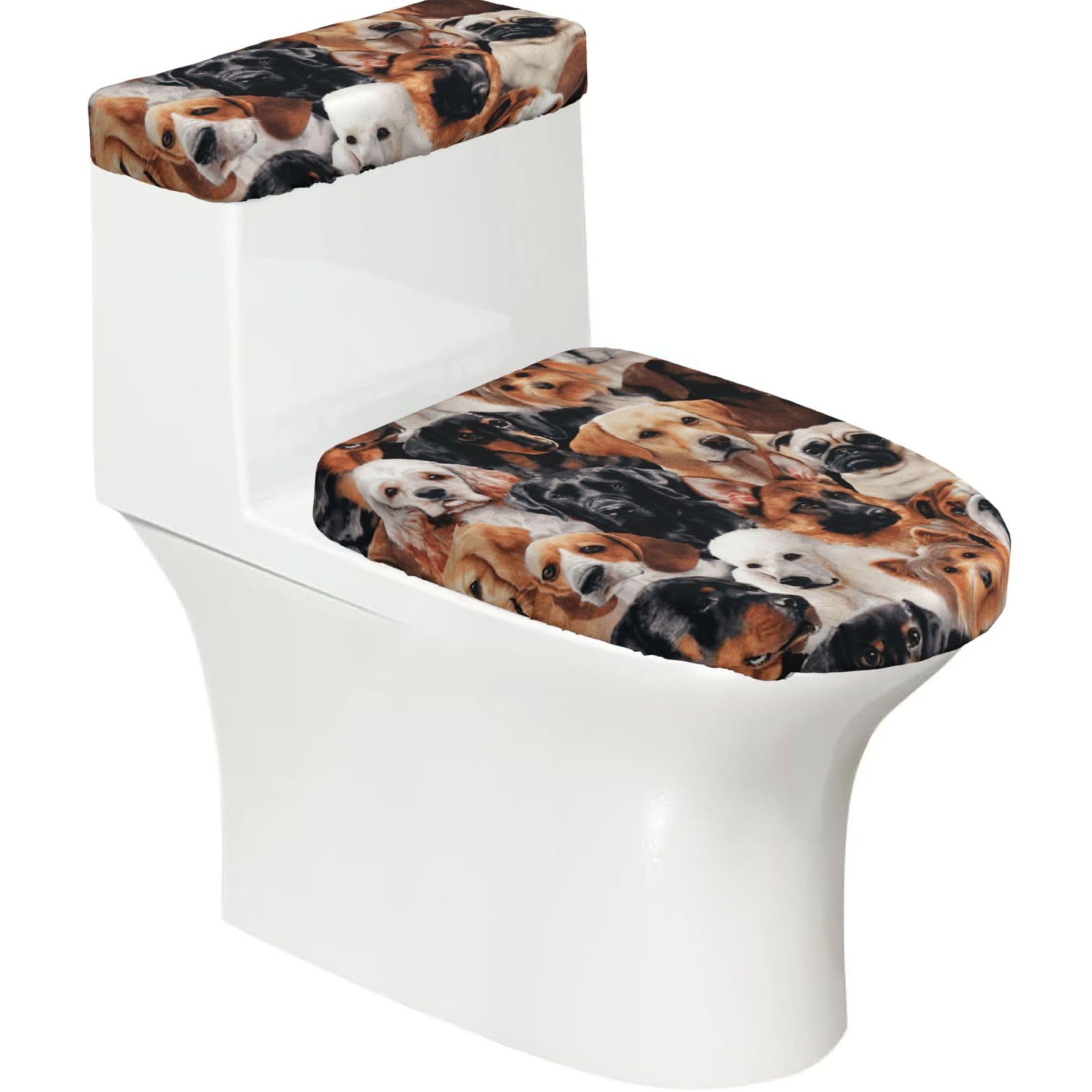 Many Dogs Print Bathroom Decor Toilet Lid Cover And Tank Covers, Restroom Accessories Fits Most Round