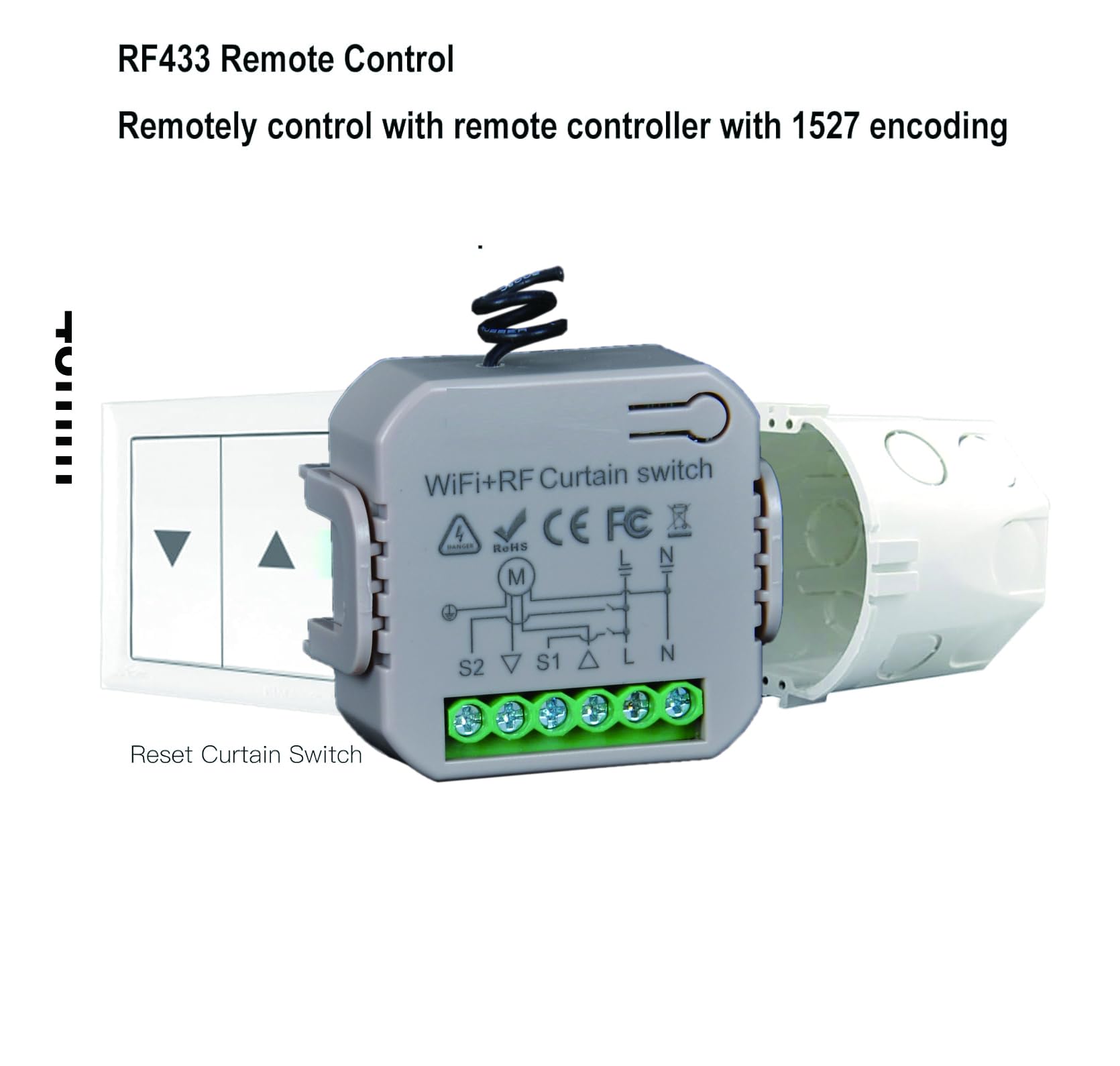 Yueyang Interruttore Tapparelle WiFi con Telecomando RF433mhz,Modulo Interruttore Wifi per Tapparelle Elettriche,Timer Switch per Persiane Avvolgibili e Tende,Compatibile con Alexa e Google Home (5)
