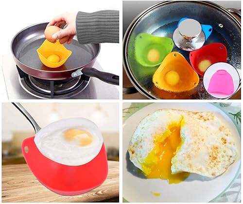 Miniatura 3 de Huevo escalfador de silicona con fondo plano de silicona para huevos escalfados Huevos Huevo Huevo Huevo Huevo Mordedura Huevo Maker Pequeño Tazón