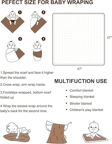 Miniatura 6 de ZURLEFY Mantas de bebé óxido para niñas, manta de muselina suave de algodón para niños, manta de bebé sólida neutra para recién nacido, bebé (43-04)