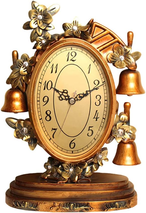 Mantel Clock, Vintage Non-Ticking Silent Decorative Desk Clock Battery Operated, for Living Room Office Kitchen Shelf & Home Décor Gift Table Clo,