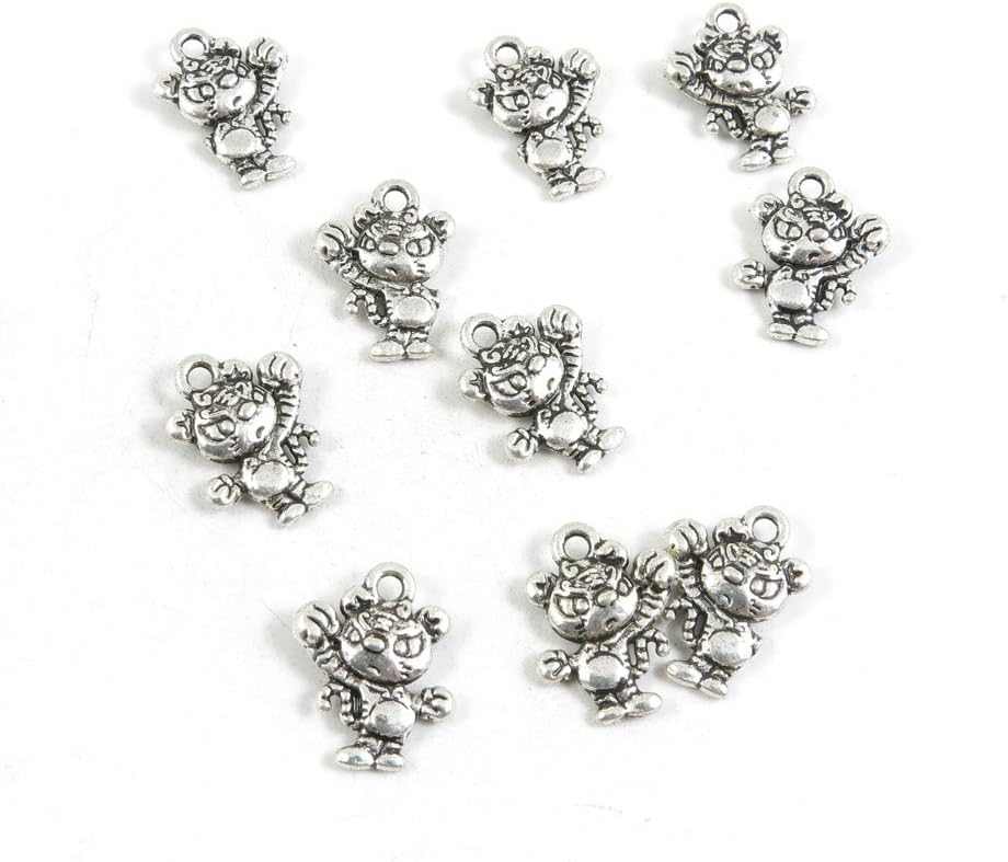 Antique Silver Tone Jewelry Making Charms Pendant Findings Craft Supplies Bulk Lots Arts W6JZ8 Tiger Chinese Zodiac