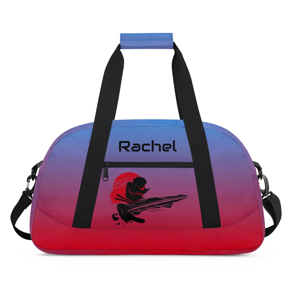 Tiaortas Personalized Martial Art Bag Duffel Bag for Boys Girls, Custom Taekwondo Karate Bag for Travel Weekender Practice Gradient Red