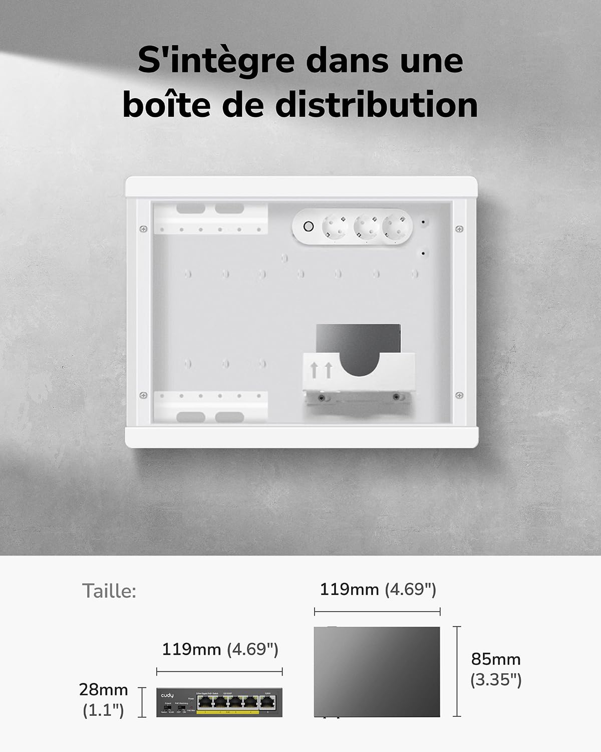 Cudy GS1005P Commutateur Ethernet Gigabit 5 Ports Poe+ 60 W, 4 Ports 10/100/1000 Mbps Poe+, Switch Unmanaged, Pas d'alimentation supplémentaire, 802.3af/at | 4 ports GbE 802.3af/at 30 W, 1 port GbE en amont, capacité de 10 Gbit/s, isolation des ports/mode
