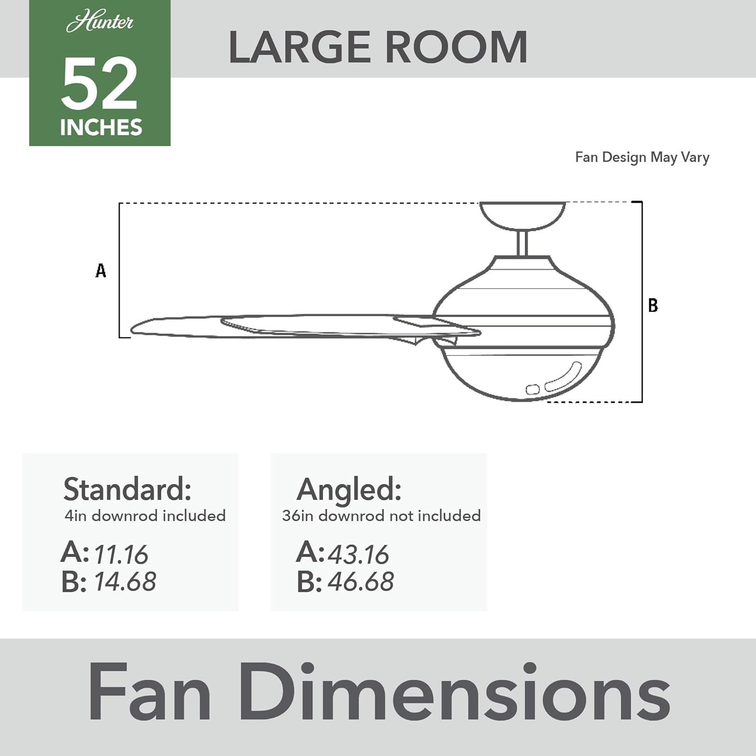 Hunter Fan 52 Inch Matte Silver Indoor/Outdoor Ceiling Fan with Lights for Farmhouse, Patio, Bedroom, Living Room, Office, Basement, Kitchen (Renewed), CC5C26C12