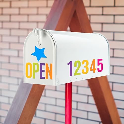 Miniatura 6 de 12 hojas de calcomanías coloridas con números de letras, kit de letras de vinilo autoadhesivas de 2.5 pulgadas, calcomanías de números de buzón para