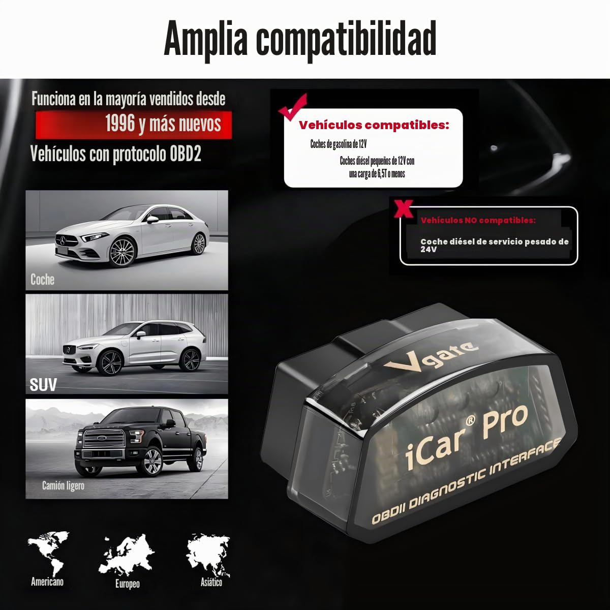 Vgate iCar Pro Bluetooth 4.0 (BLE) OBD2 Fault Code Reader OBDII Code Scanner Car Check Engine Light para iOS/Android | Lector de código de falla, OBDII, luz de comprobación de motor de coche, compatible con iOS/Android