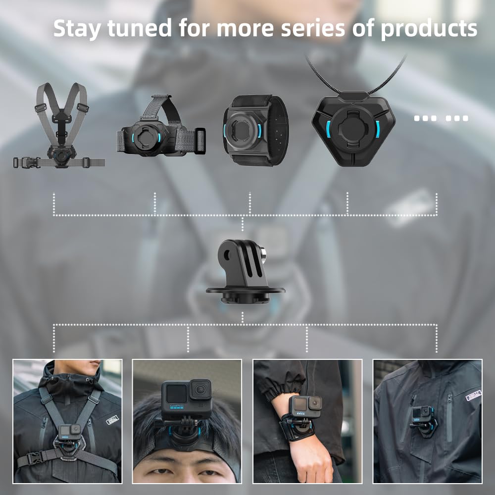 Arnés magnético Ajustable de liberación rápida Compatible con GoPro Hero 13/12/11/10/9/8/7/6/5 Negro, dji Osmo Action 5 Pro/4/3/2, Insta 360 One R y más