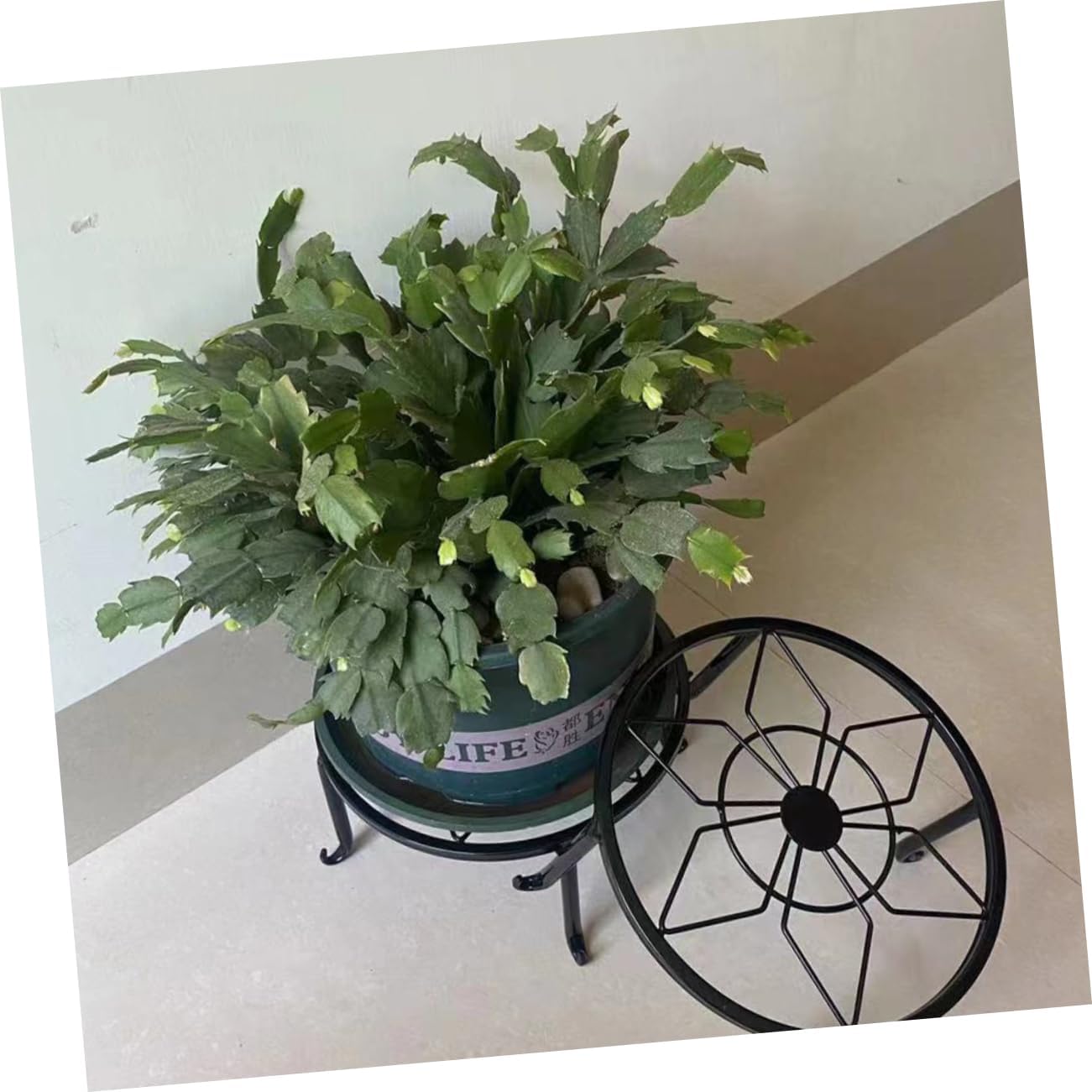 VICASKY Iron Plant Stand for Indoor Use Simple Single-Layer Metal Flower Pot Rack for Living Room and Balcony Hexagonal Design Sturdy Support for Flowerpot Storage